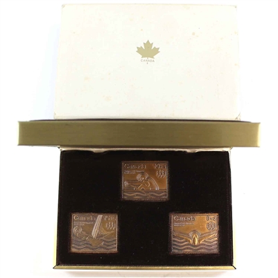 1976 Canada Montreal Olympic Action - Water Sports 1.5oz Bronze 3-Stamp Set
