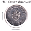 1981 Corner Brook, NL, Silver Jubilee Trade Dollar Token: Newfoundland Dog
