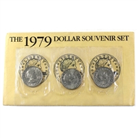 1979 USA Susan B. Anthony $1 Souvenir Set of 3 Coins (1 coin may have toning)