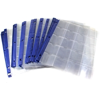 Lot of 30x 20-pocket 3-ring Binder Pages for 2x2s with Blue Edge (Used), 30Pcs (As Is)