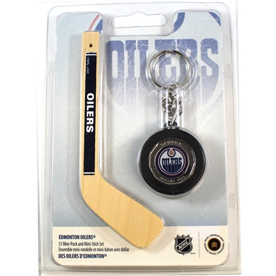 2009 Canada $1 Edmonton Oilers Mini Puck Keychain with 5" Hockey Stick