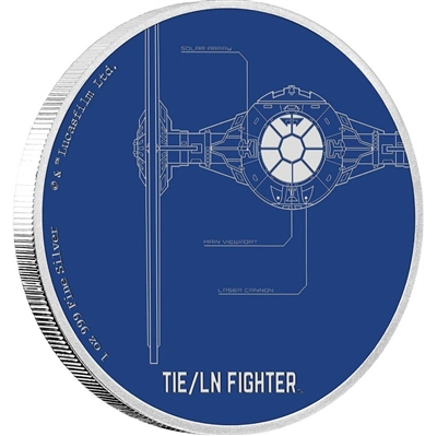 2017 Niue $2 Star Wars Ships - TIE/LN Fighter Fine Silver (No Tax)