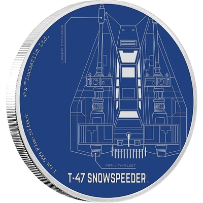 2017 Niue $2 Star Wars Ships - T-47 Snowspeeder 1oz Silver (No Tax)