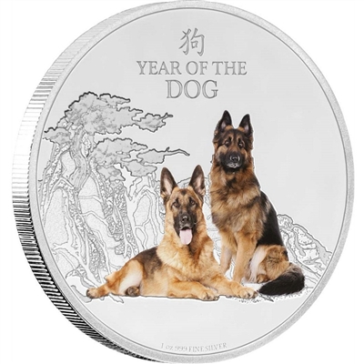 2018 Niue $2 Year of the Dog 1oz Fine Silver (No Tax)