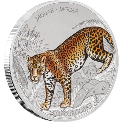 2018 Nicaragua C$100 Wildlife - Jaguar 1oz. Silver (No Tax)