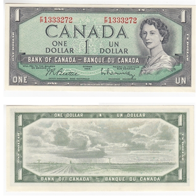BC-37b-i 1954 Canada $1 Beattie-Rasminsky, F/P, UNC