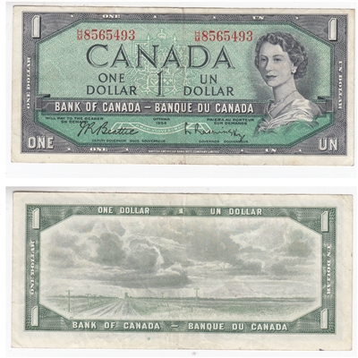BC-37b-i 1954 Canada $1 Beattie-Rasminsky, H/M, VF