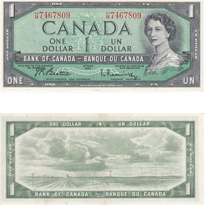 BC-37b-i 1954 Canada $1 Beattie-Rasminsky, H/M, VF-EF