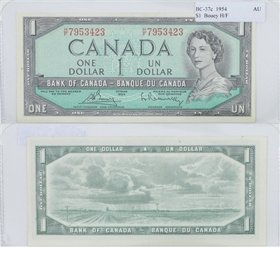BC-37c 1954 Canada $1 Bouey-Rasminsky, H/F, AU