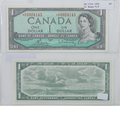 BC-37cA 1954 Canada $1 Bouey-Rasminsky, *C/F, AU
