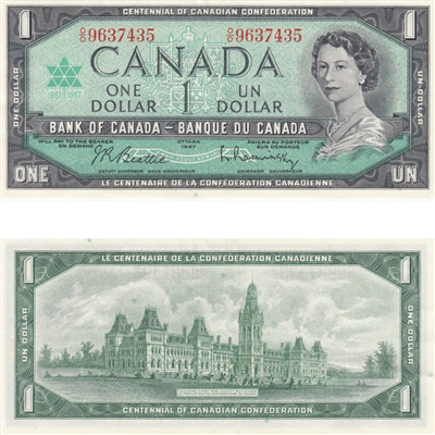 BC-45b 1967 Canada $1 Beattie-Rasminsky, O/O, EF