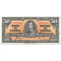 BC-26c 1937 Canada $50 Coyne-Towers, B/H, EF-AU