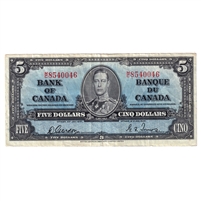 BC-23b 1937 Canada $5 Gordon-Towers, M/C, VF