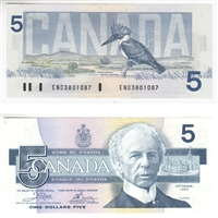 BC-56a 1986 Canada $5 Crow-Bouey, END, AU-UNC