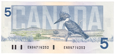 BC-56a 1986 Canada $5 Crow-Bouey, ENB, AU-UNC