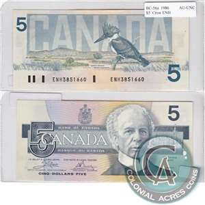 BC-56a 1986 Canada $5 Crow-Bouey, ENH, AU-UNC