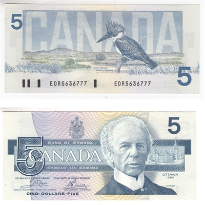 BC-56a-i 1986 Canada $5 Crow-Bouey, EOR, AU-UNC