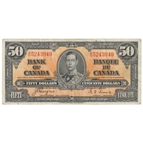 BC-26c 1937 Canada $50 Coyne-Towers, B/H, VF-EF