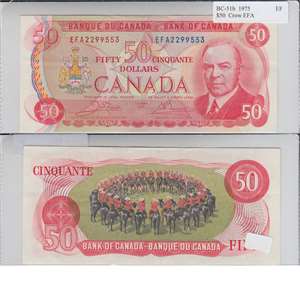 BC-51b 1975 Canada $50 Crow-Bouey, EFA, EF