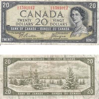 BC-33b 1954 Canada $20 Beattie-Coyne, Devil's Face, E/E, F-VF