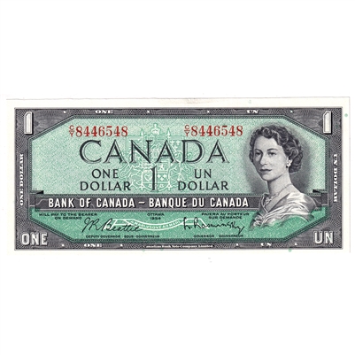 BC-37b 1954 Canada $1 Beattie-Rasminsky, C/Y, AU