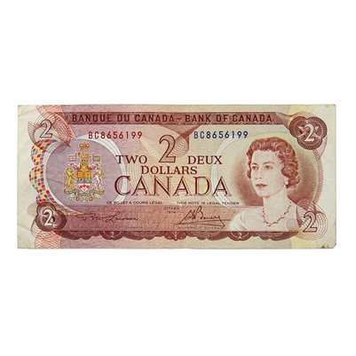 BC-47a 1974 Canada $2 Lawson-Bouey, BC, Modified Tint, CIRC