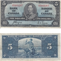 BC-23c 1937 Canada $5 Coyne-Towers, H/S, VF