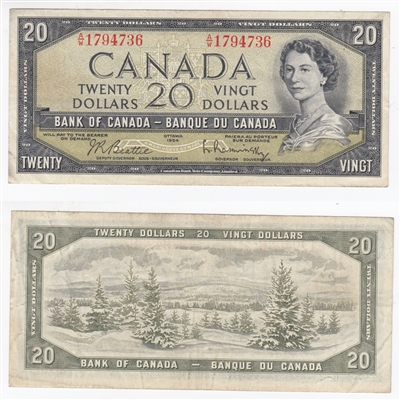 BC-41b 1954 Canada $20 Beattie-Rasminsky, A/W, VF