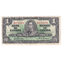 BC-21c 1937 Canada $1 Gordon-Towers, B/M, VF