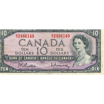 BC-40b 1954 Canada $10 Beattie-Rasminsky, E/V, F
