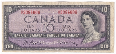 BC-40b 1954 Canada $10 Beattie-Rasminsky, O/V, F