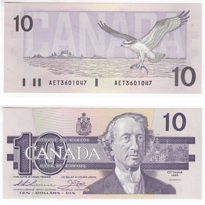 BC-57a 1989 Canada $10 Thiessen-Crow, AET, UNC