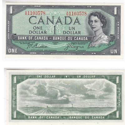 BC-37a-i 1954 Canada $1 Beattie-Coyne, A/M, UNC