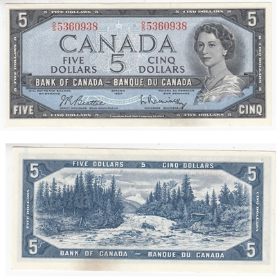 BC-39b 1954 Canada $5 Beattie-Rasminsky, O/S, AU-UNC