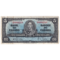 BC-23b 1937 Canada $5 Gordon-Towers, B/C, VF