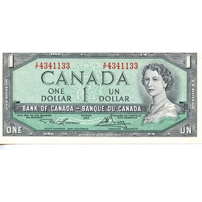 BC-37d 1954 Canada $1 Lawson-Bouey, X/F, AU-UNC