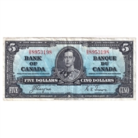 BC-23c 1937 Canada $5 Coyne-Towers, D/S, VF-EF