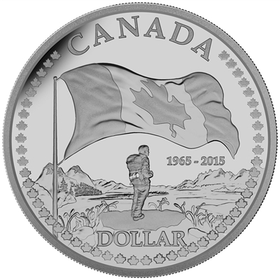2015 $1 50th Anniversary of the Canadian Flag Proof Silver Dollar (No Tax)