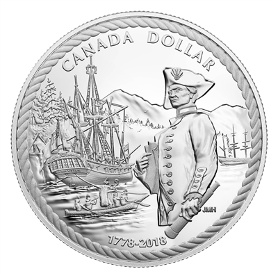 2018 Canada 240th Anniversary Captain Cook at Nootka Sound Proof Silver Dollar (No Tax)
