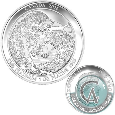 2016 Canada $300 Grizzly Bear - The Struggle Platinum Coin (No Tax)