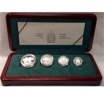 1997 Canada Wood Bison Platinum 4 Coin Set (No Tax) scratched capsules