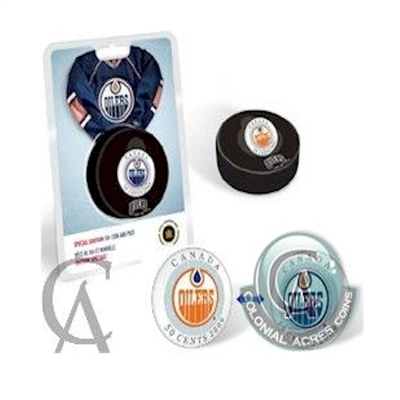 2009 Canada 50-cent Edmonton Oilers Hockey Coin Puck (Packaging crinkled)