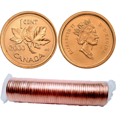 2000 Canada 1-cent Original Roll of 50pcs