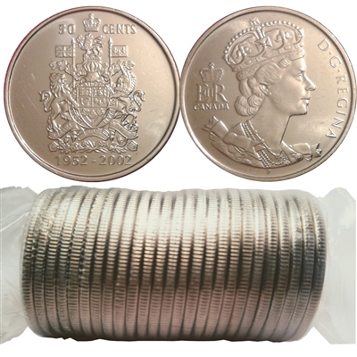 2002P Canada Jubilee Commemorative 50-cent Original Roll of 25pcs