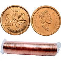 2003 No P Old Effigy Canada 1-cent Original Roll of 50pcs