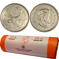 2004-P Canada Caribou 25-cent Original Roll of 40pcs
