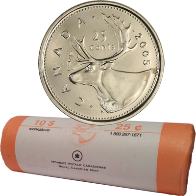 2005-P Caribou Canada 25-cent Original Roll of 40pcs