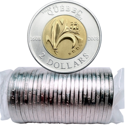 2008 Canada Quebec City 400th Ann. Two Dollar Original Roll of 25pcs