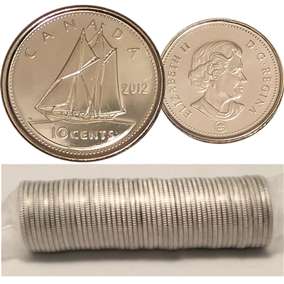 2012 Canada 10-cent Original Roll of 50pcs.