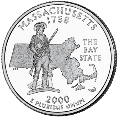2000-D Massachusetts USA Statehood Quarters (MS-60)